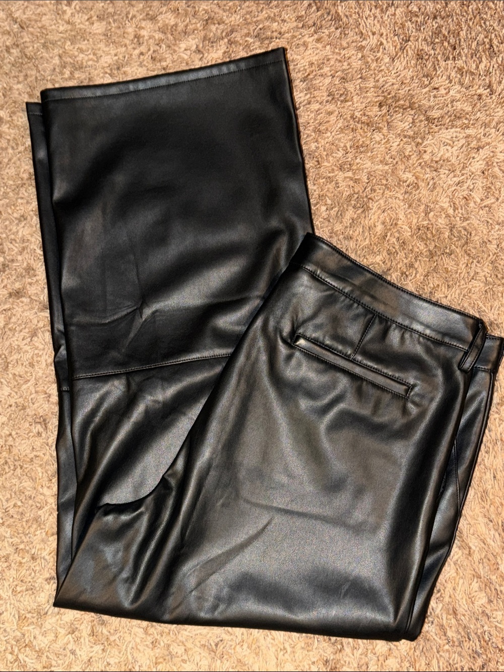 Lands' End Black Wide Leg Faux Leather Pants